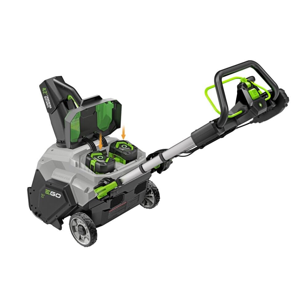 EGO Power+ 21" Electric Snow Blower, Gray/Black, Cordless Steel Auger, Includes (2) 56V 5.0Ah Batteries and Dual Port Charger, SNT2112