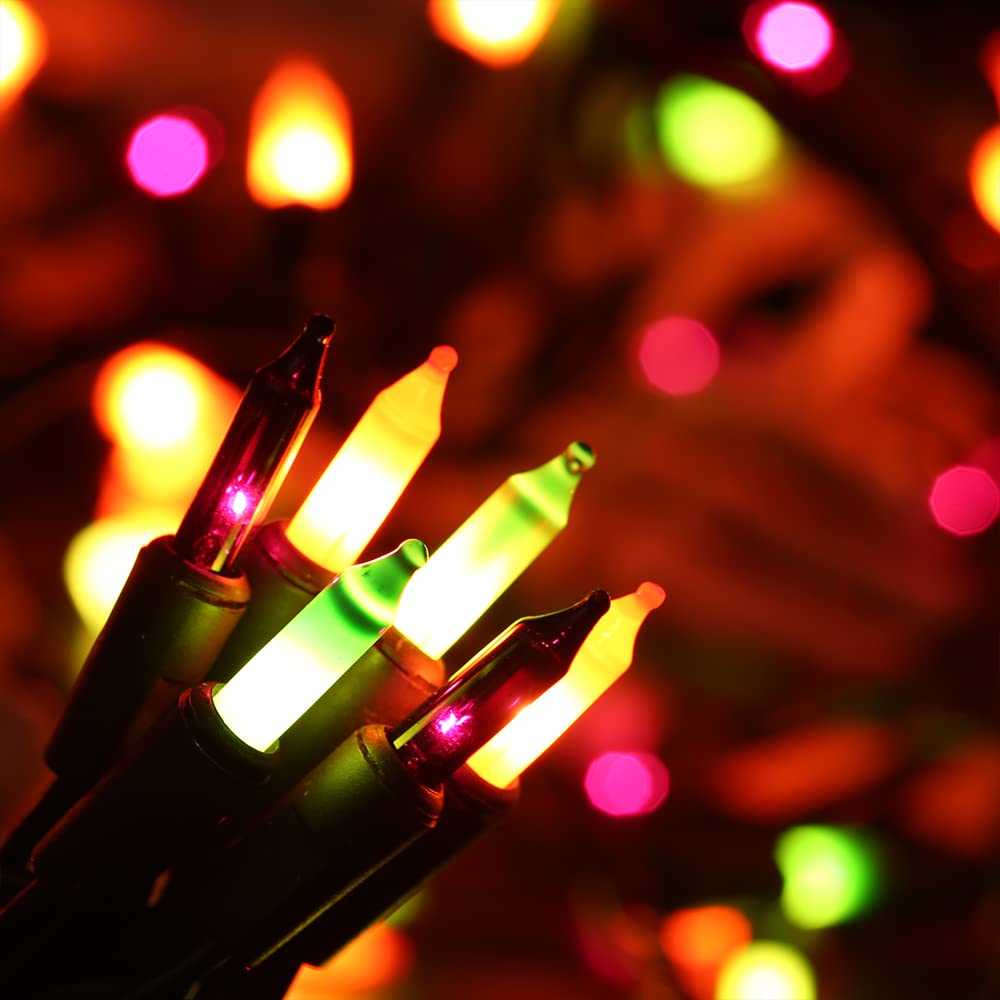 Brizled Orange Halloween Lights, 21.3ft 100-ct Incandescent Halloween String Lights Connectable, UL Certified Orange Light String, Black Wire Mini Light Set for Fall Season Holiday Thanksgiving Tree