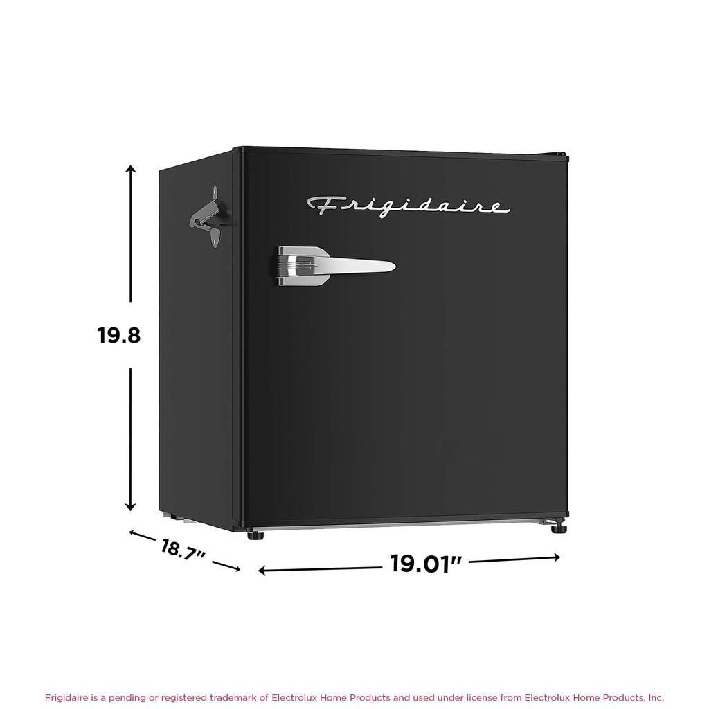 Frigidaire Retro Compact Fridge with Chiller, Countertop, Built-in Bottle Opener, Compact Refrigerator 1.6 cu ft, Mini Fridge for Office, Bedroom, Dorm Room or Cabin - 16" D x 18" W x 18.5" H (White)