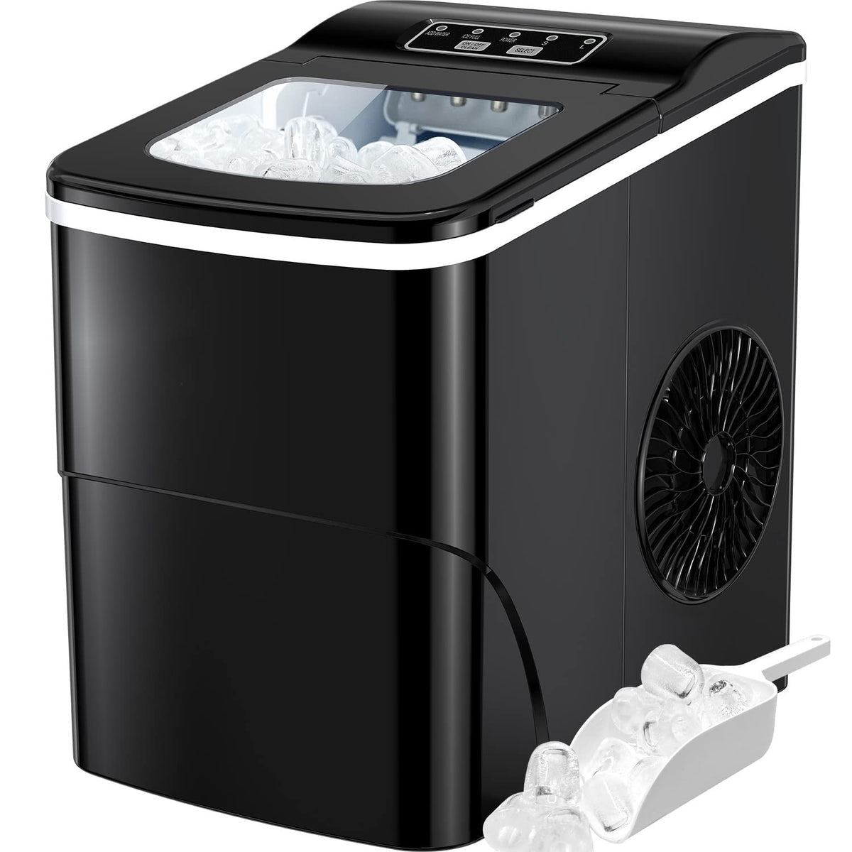 Silonn Ice Maker Countertop, Portable Ice Machine with Carry Handle, Self-Cleaning Ice Makers with Basket and Scoop, 9 Cubes in 6 Mins, 26 lbs per Day, Ideal for Home, Kitchen, Camping, RV