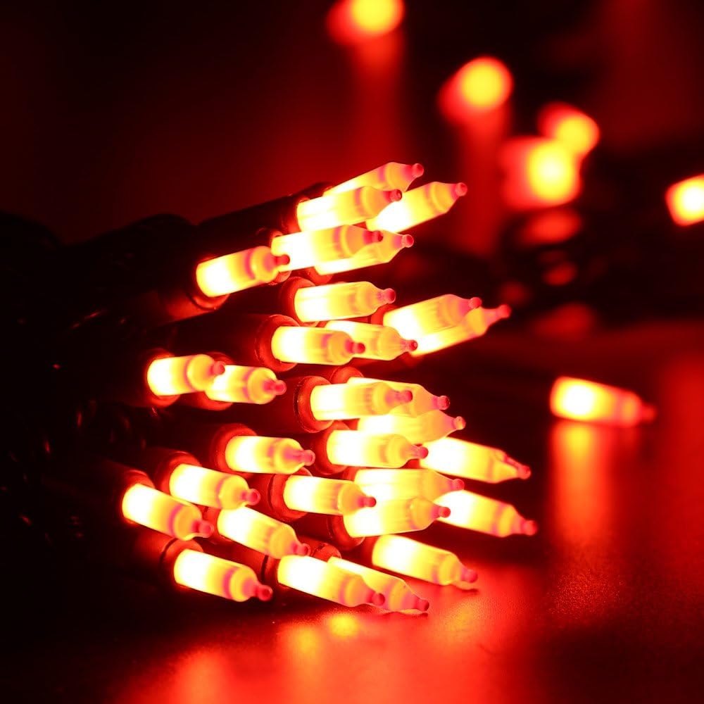Brizled Orange Halloween Lights, 21.3ft 100-ct Incandescent Halloween String Lights Connectable, UL Certified Orange Light String, Black Wire Mini Light Set for Fall Season Holiday Thanksgiving Tree