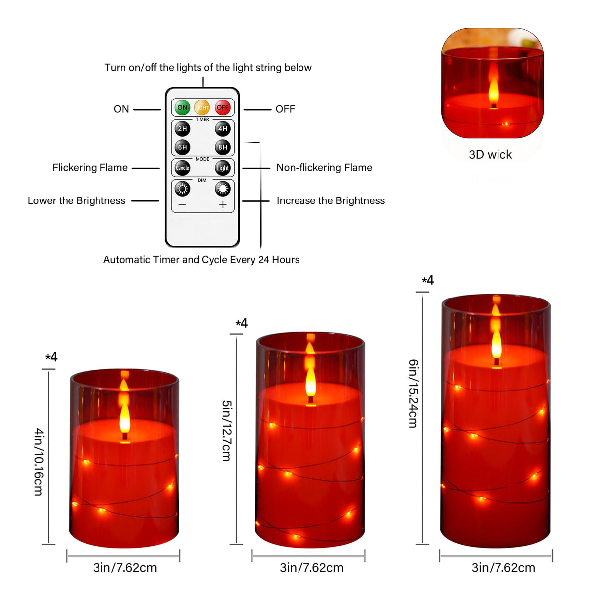 kakoya Flameless LED Candles with Timer 5 Pc Flickering Flameless Candles for Romantic Ambiance and Home Decoration Stable Acrylic Shell,with Embedded Star String，Battery Operated Candles（Grey）