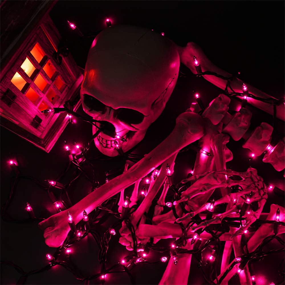 Brizled Orange Halloween Lights, 21.3ft 100-ct Incandescent Halloween String Lights Connectable, UL Certified Orange Light String, Black Wire Mini Light Set for Fall Season Holiday Thanksgiving Tree
