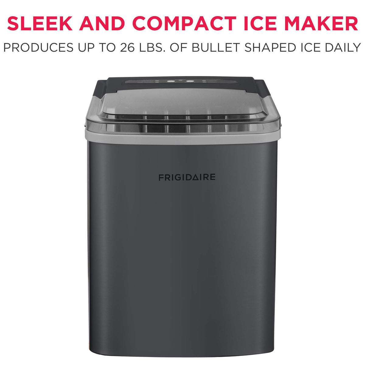Frigidaire 26 Lbs per Day Portable Compact Maker, Ice Making Machine, Stainless, Medium