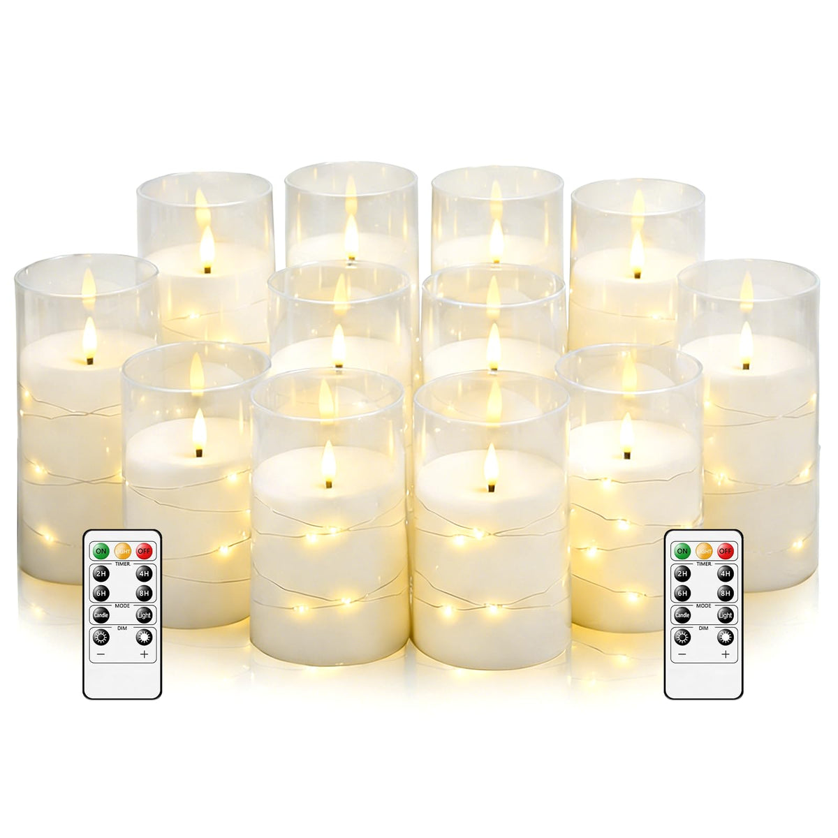 kakoya Flameless LED Candles with Timer 5 Pc Flickering Flameless Candles for Romantic Ambiance and Home Decoration Stable Acrylic Shell,with Embedded Star String，Battery Operated Candles（Grey）