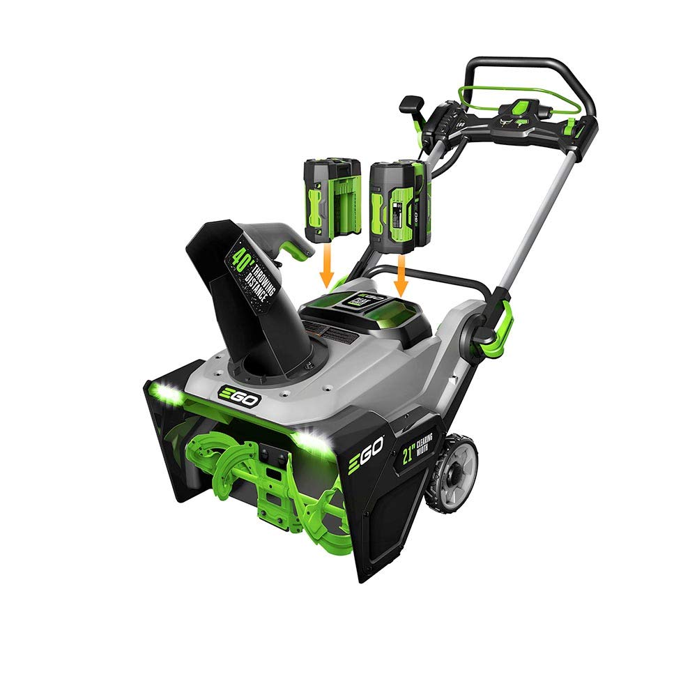 EGO Power+ 21" Electric Snow Blower, Gray/Black, Cordless Steel Auger, Includes (2) 56V 5.0Ah Batteries and Dual Port Charger, SNT2112