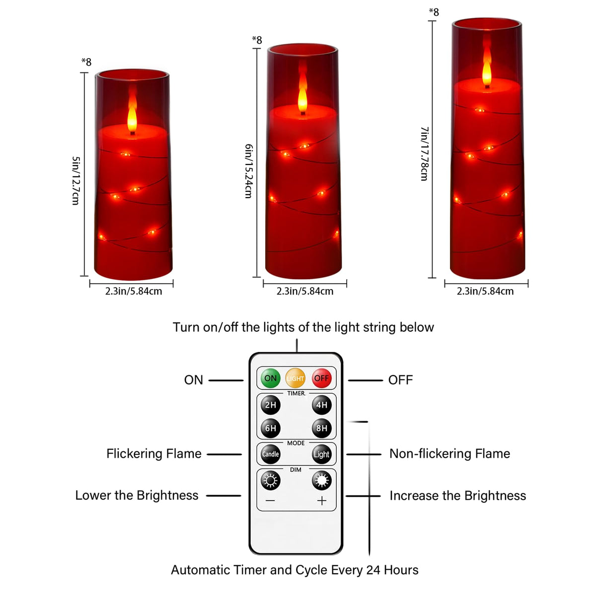 kakoya Flameless LED Candles with Timer 5 Pc Flickering Flameless Candles for Romantic Ambiance and Home Decoration Stable Acrylic Shell,with Embedded Star String，Battery Operated Candles（Grey）