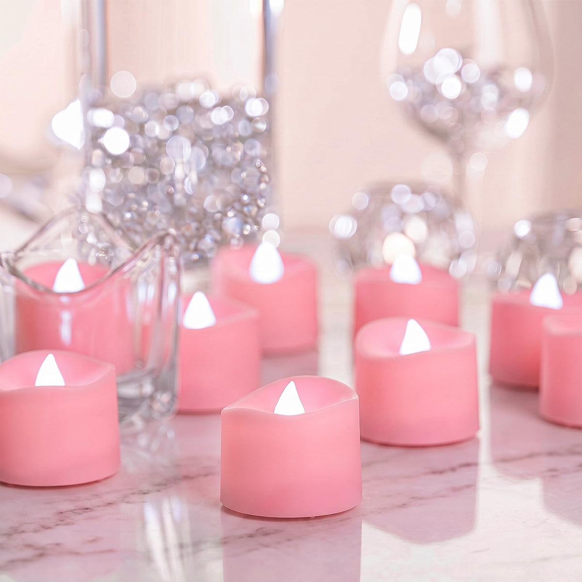 Homemory 24Pcs Flickering Flameless Candle Battery Operated, 200+Hours Fake Electric LED Tea Lights for Votive, Centerpiece Table Decorations, Wedding, Aniversary, Halloween, Christmas