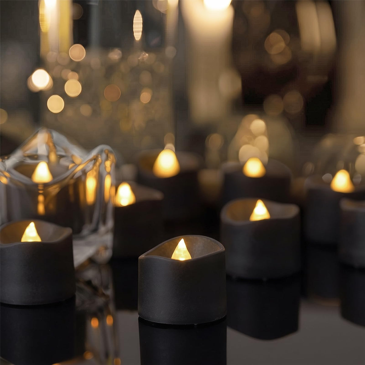 Homemory 24Pcs Flickering Flameless Candle Battery Operated, 200+Hours Fake Electric LED Tea Lights for Votive, Centerpiece Table Decorations, Wedding, Aniversary, Halloween, Christmas