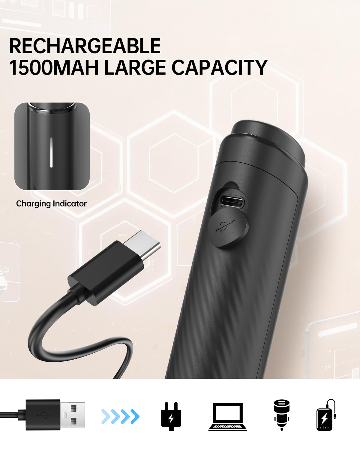 CIRCLE JOY Rechargeable Handheld Milk Frother Wand with Stand, 3 Variable Speeds, 3 Whisks and Storage Box, Electric Drink Mixer for Latte, Cappuccino, Hot Chocolate, Eggs and Protein Powder, Black
