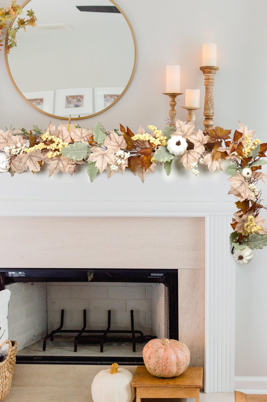 DearHouse 2 Pack Fall Garland Maple Leaf, 5.9Ft/Piece Hanging Vine Garland Artificial Autumn Foliage Garland Thanksgiving Decor for Home Wedding Fireplace Party Christmas (Green)