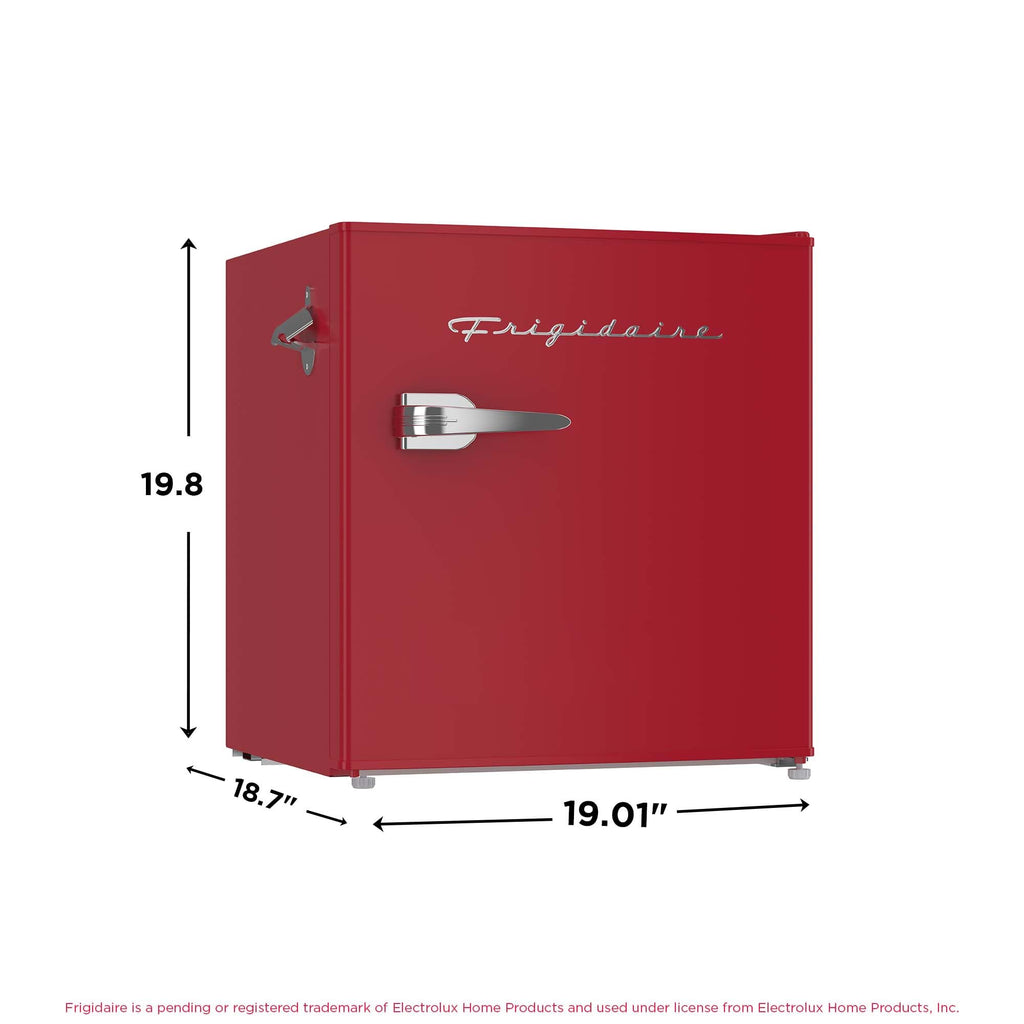 Frigidaire Retro Compact Fridge with Chiller, Countertop, Built-in Bottle Opener, Compact Refrigerator 1.6 cu ft, Mini Fridge for Office, Bedroom, Dorm Room or Cabin - 16" D x 18" W x 18.5" H (White)