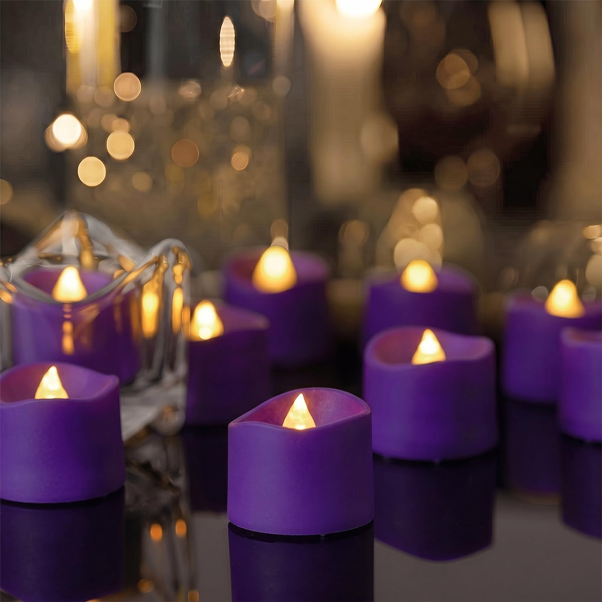 Homemory 24Pcs Flickering Flameless Candle Battery Operated, 200+Hours Fake Electric LED Tea Lights for Votive, Centerpiece Table Decorations, Wedding, Aniversary, Halloween, Christmas