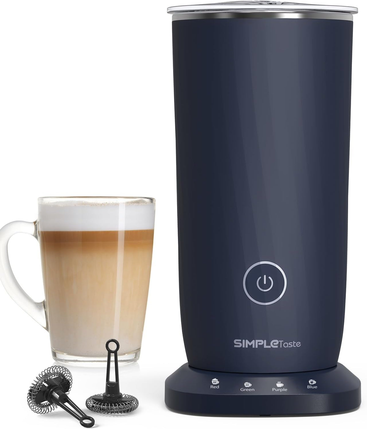 SIMPLETASTE Milk Frother, 4-in-1 Electric Automatic Milk Steamer, Dark Blue