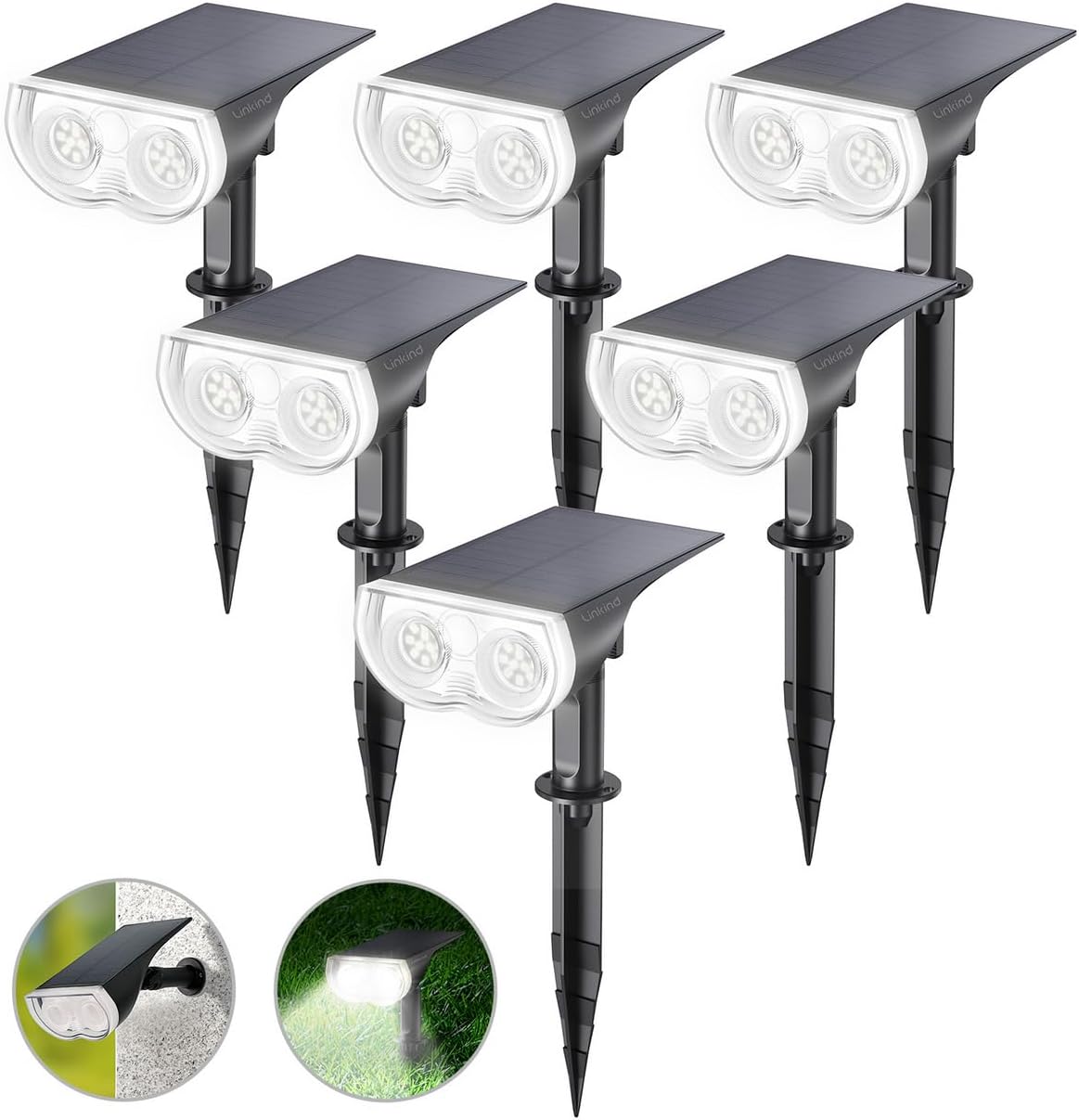 Linkind Halloween Solar Lights Outdoor Spotlight Waterproof RGB 6 Pack