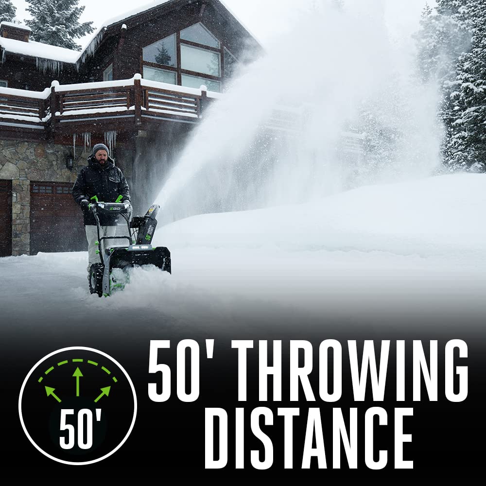 EGO Power+ 21" Electric Snow Blower, Gray/Black, Cordless Steel Auger, Includes (2) 56V 5.0Ah Batteries and Dual Port Charger, SNT2112