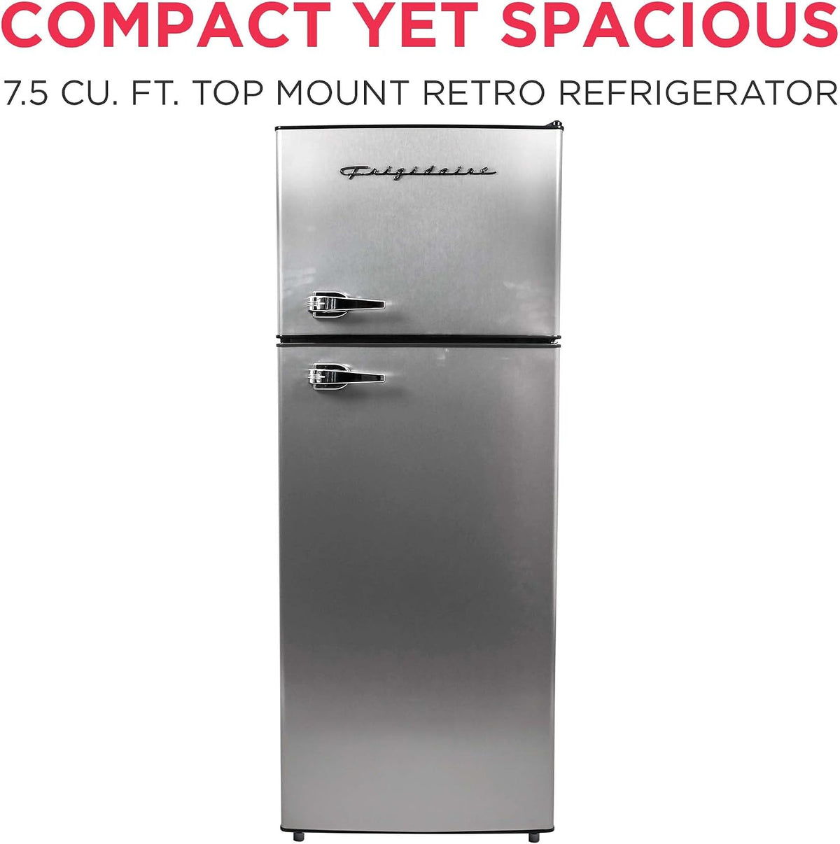 Frigidaire, 2 Door Apartment Size Refrigerator/Freezer Combo, 7.5 cu ft, Platinum Series, Stainless, 23" D x 21.5" W x 55.5" H