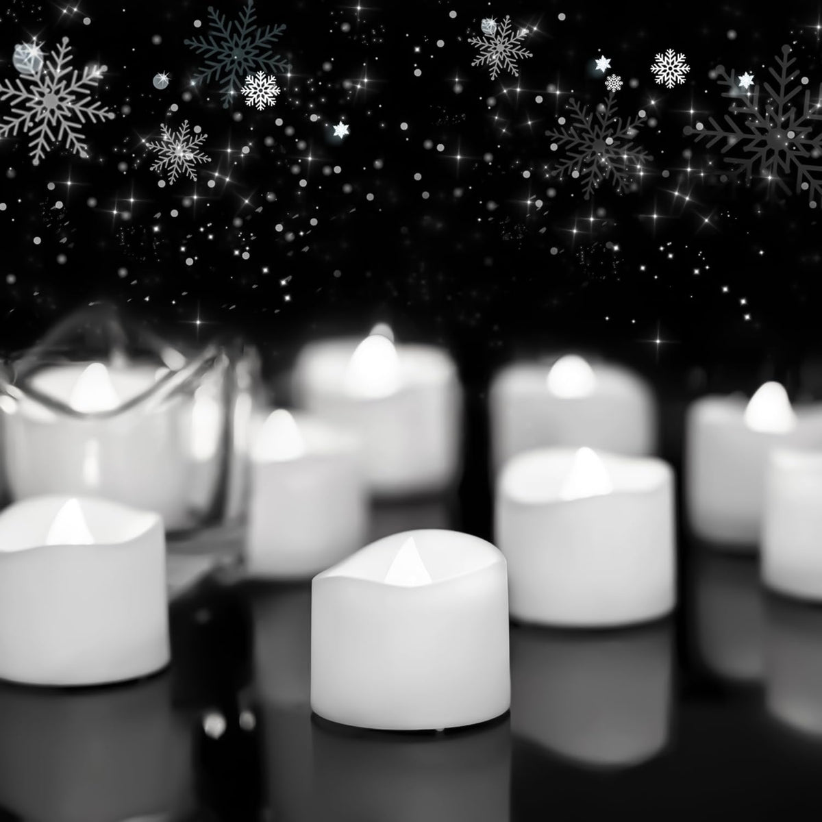 Homemory 24Pcs Flickering Flameless Candle Battery Operated, 200+Hours Fake Electric LED Tea Lights for Votive, Centerpiece Table Decorations, Wedding, Aniversary, Halloween, Christmas