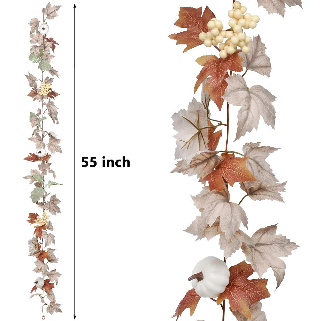 DearHouse 2 Pack Fall Garland Maple Leaf, 5.9Ft/Piece Hanging Vine Garland Artificial Autumn Foliage Garland Thanksgiving Decor for Home Wedding Fireplace Party Christmas (Green)
