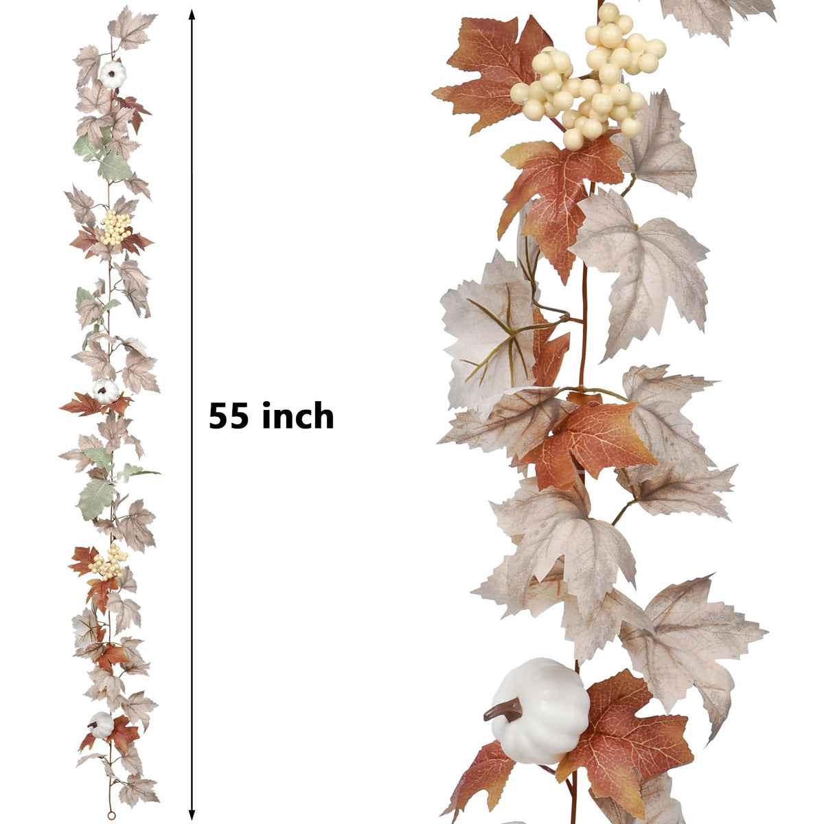 DearHouse 2 Pack Fall Garland Maple Leaf, 5.9Ft/Piece Hanging Vine Garland Artificial Autumn Foliage Garland Thanksgiving Decor for Home Wedding Fireplace Party Christmas (Green)