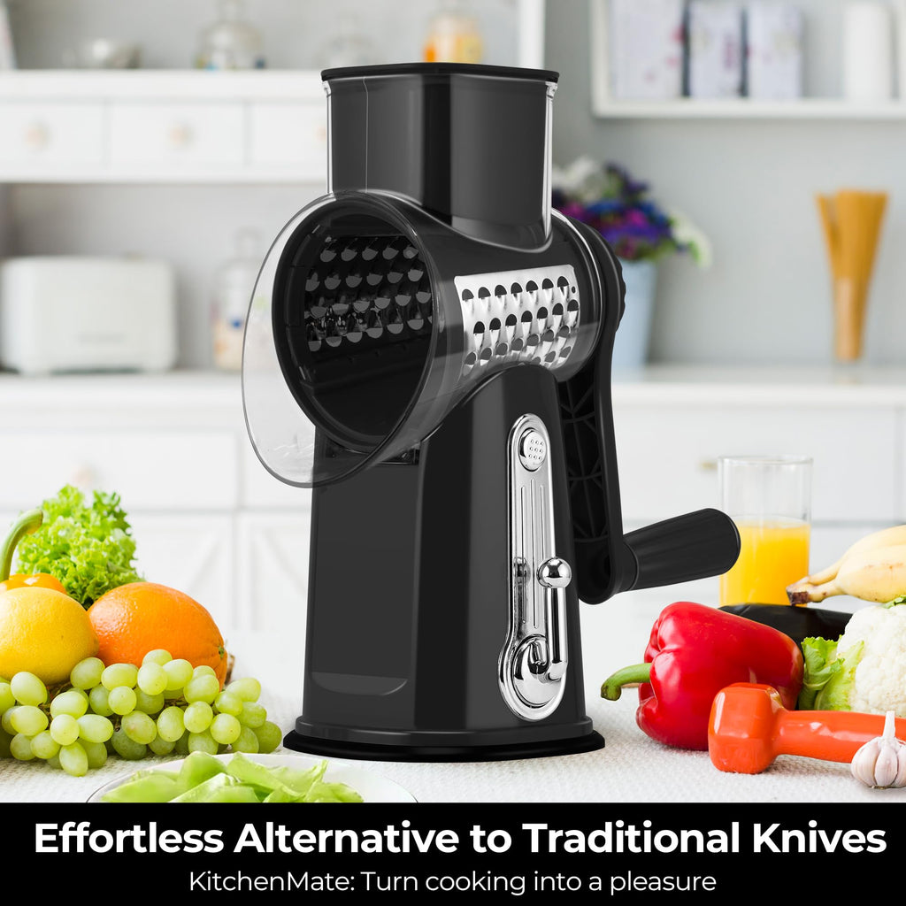 SUSTEAS Rotary Cheese Grater, Large Vegetable Food Shredder, 5 Blades
