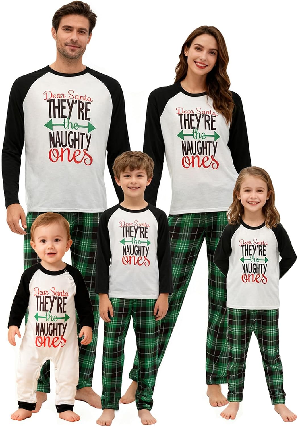 OAKFashion Christmas Family Pajamas Holiday Christma Pajama Family Matching Pjs Set Sleepwear Xmas Jammies