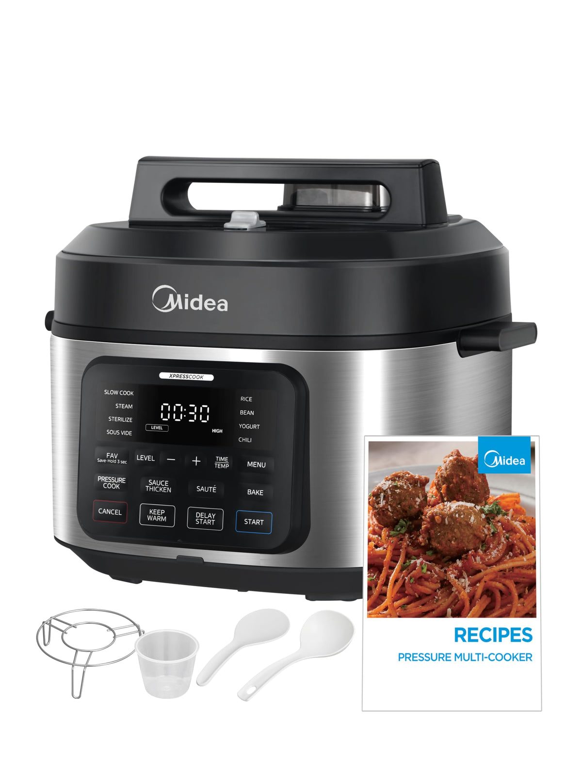 Midea 12-in-1 Electric Pressure Cooker, 6 Quarts, 12 Presets, Multi-Functional Programmable Slow Cooker, Rice Cooker, Steamer, Sauté Pan, Yogurt Maker, and More, Stainless Steel