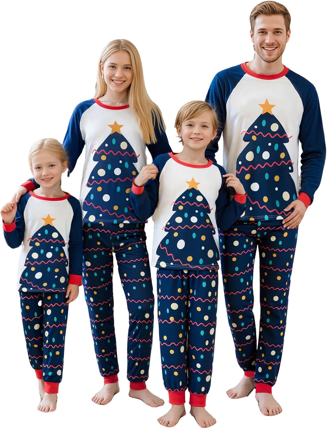 OAKFashion Christmas Family Pajamas Holiday Christma Pajama Family Matching Pjs Set Sleepwear Xmas Jammies