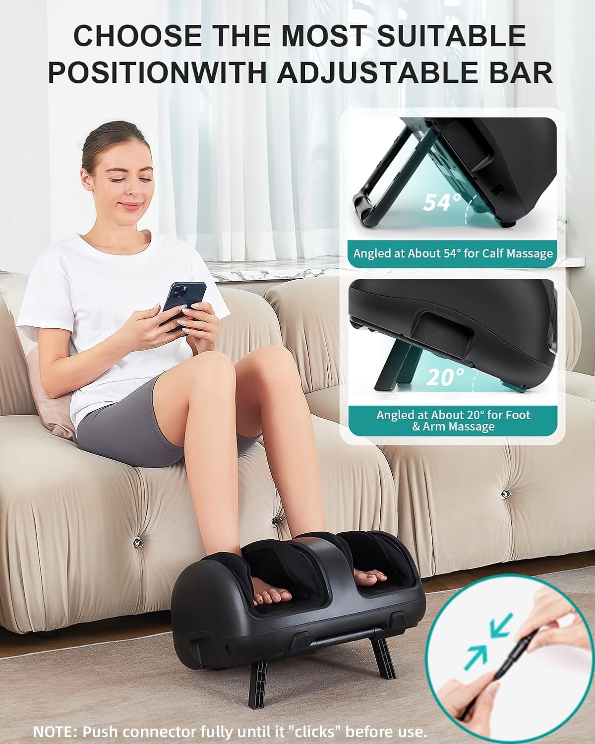 Nekteck Foot Massager with Heat, FSA Eligible Shiatsu Foot and Calf Massager with Air Compression, APP & Panel Control, Rolling, Vibration and Heat, Foot Massage Machine for Home Relaxation