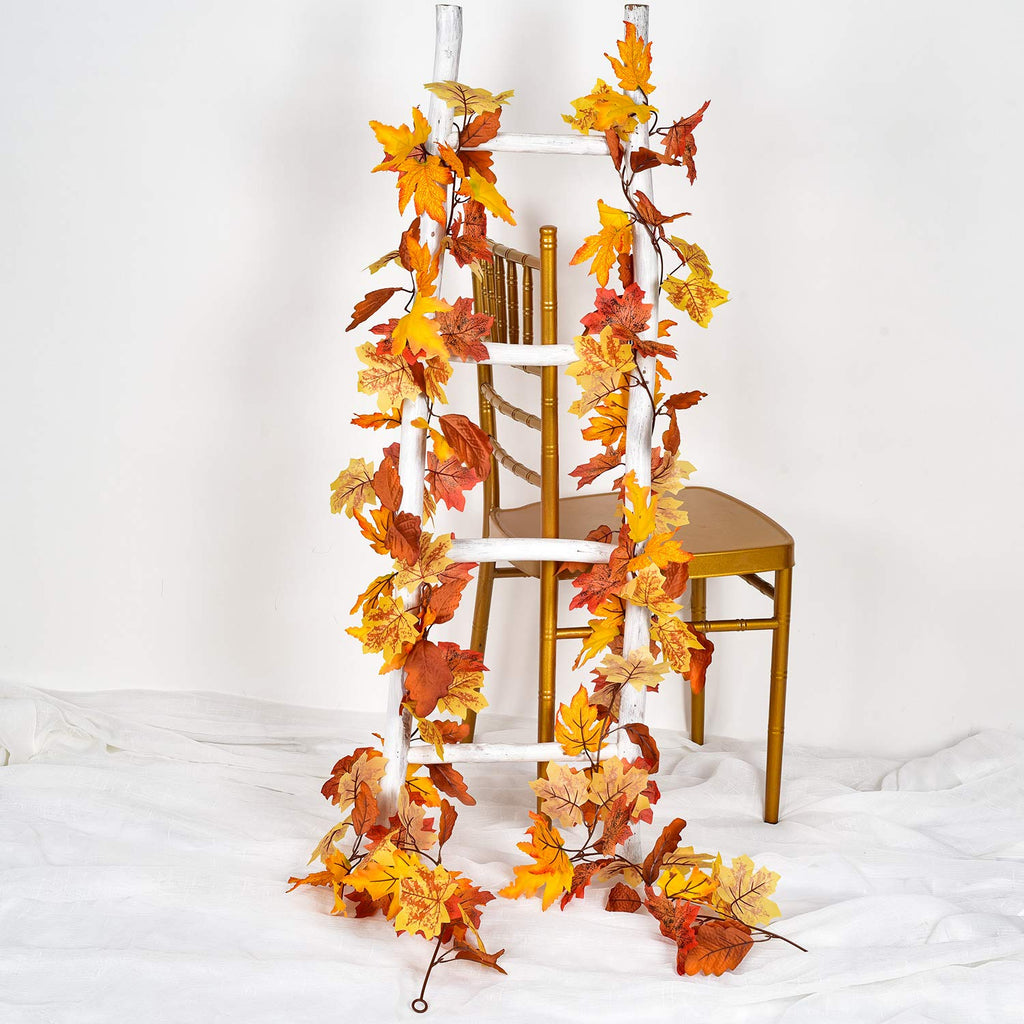 DearHouse 2 Pack Fall Garland Maple Leaf, 5.9Ft/Piece Hanging Vine Garland Artificial Autumn Foliage Garland Thanksgiving Decor for Home Wedding Fireplace Party Christmas (Green)