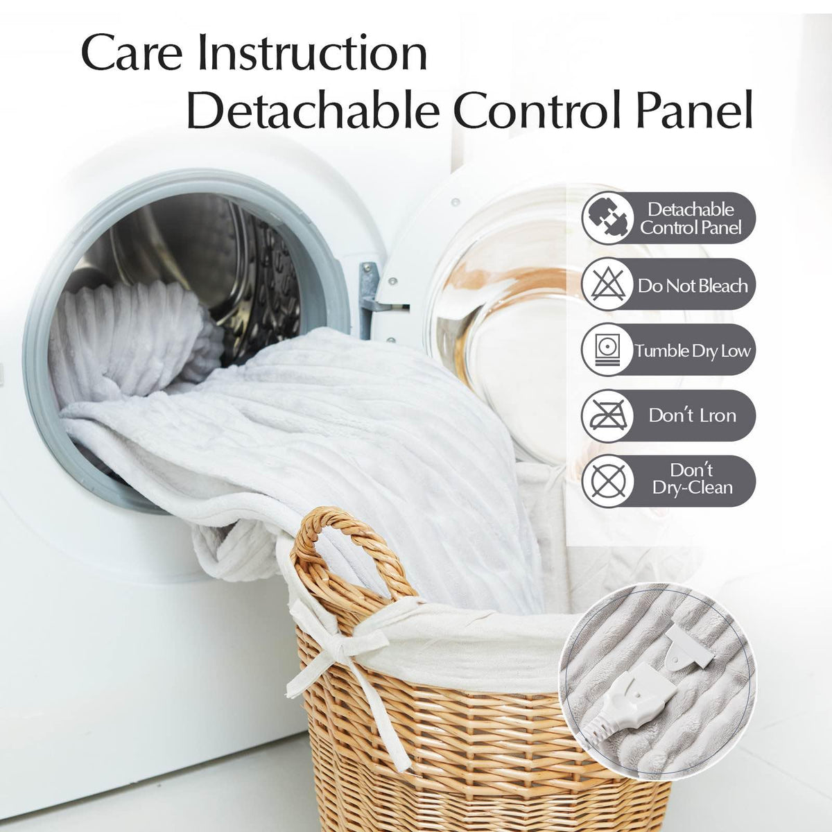 SNUGSUN Heated Blanket Throw Size, Soft and Cozy Electric Heating Blanket for Bed, Automatic Safety System 6 Heating Levels & 4 Hours Auto-Off Gift for Grandma,50" x 60" London Grey