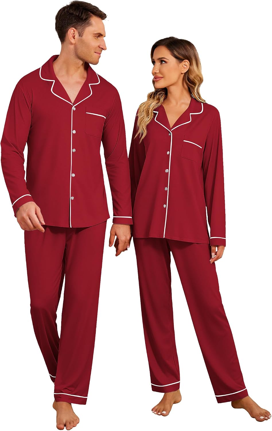 Ekouaer Christmas Family Matching Pajamas Long Sleeve Button Down Pj Set