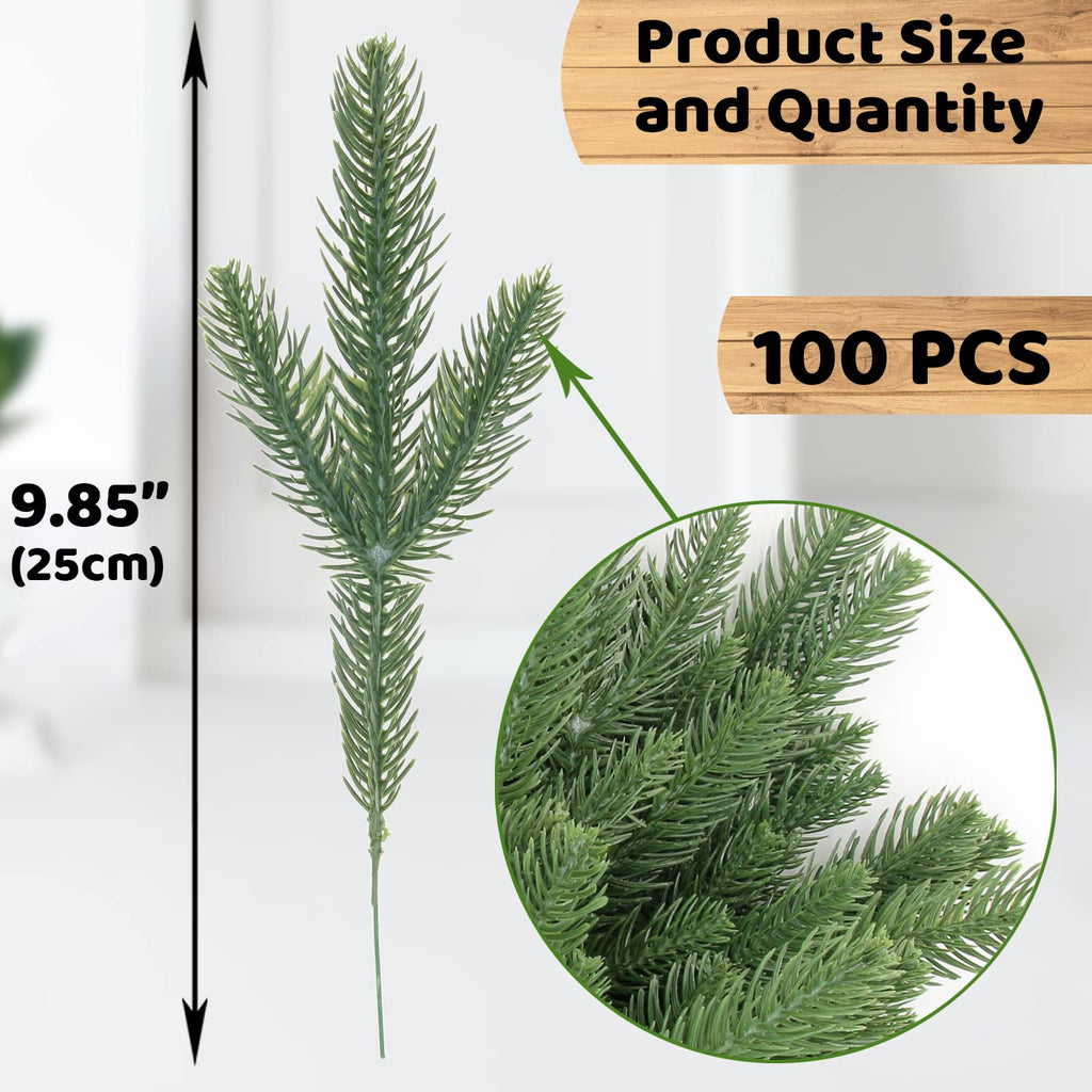 Hananona 50 Pcs Artificial Pine Needles Branches, Christmas Evergreen Picks