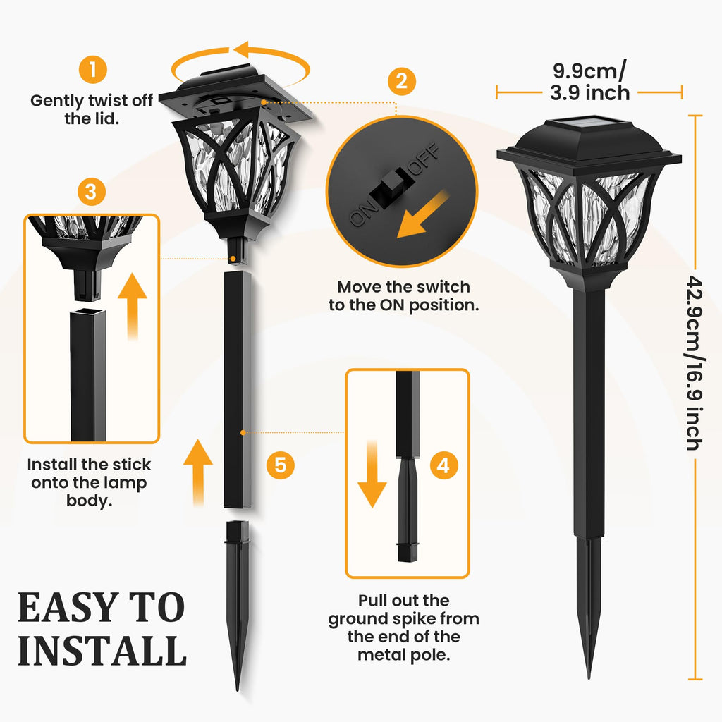 GIGALUMI 6 Pack Solar Lights Outdoor Waterproof, LED Solar Garden Lights
