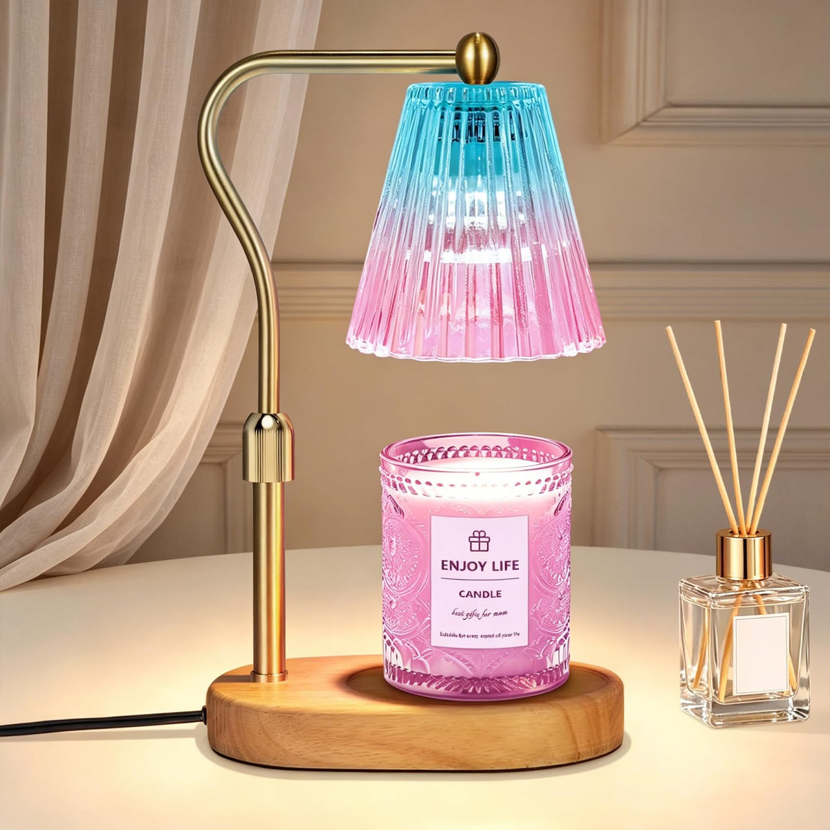 seenlast Candle Warmer Lamp with Timer Dimmer Adjustable Height for New Home Bedroom,Mothers Day Gifts,Vintage Home Decor for Scented Jar
