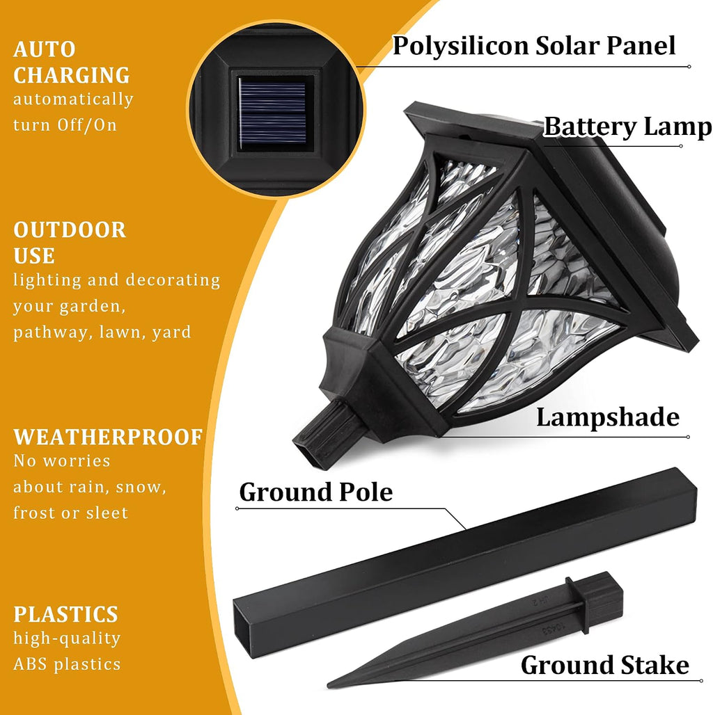 GIGALUMI 6 Pack Solar Lights Outdoor Waterproof, LED Solar Garden Lights