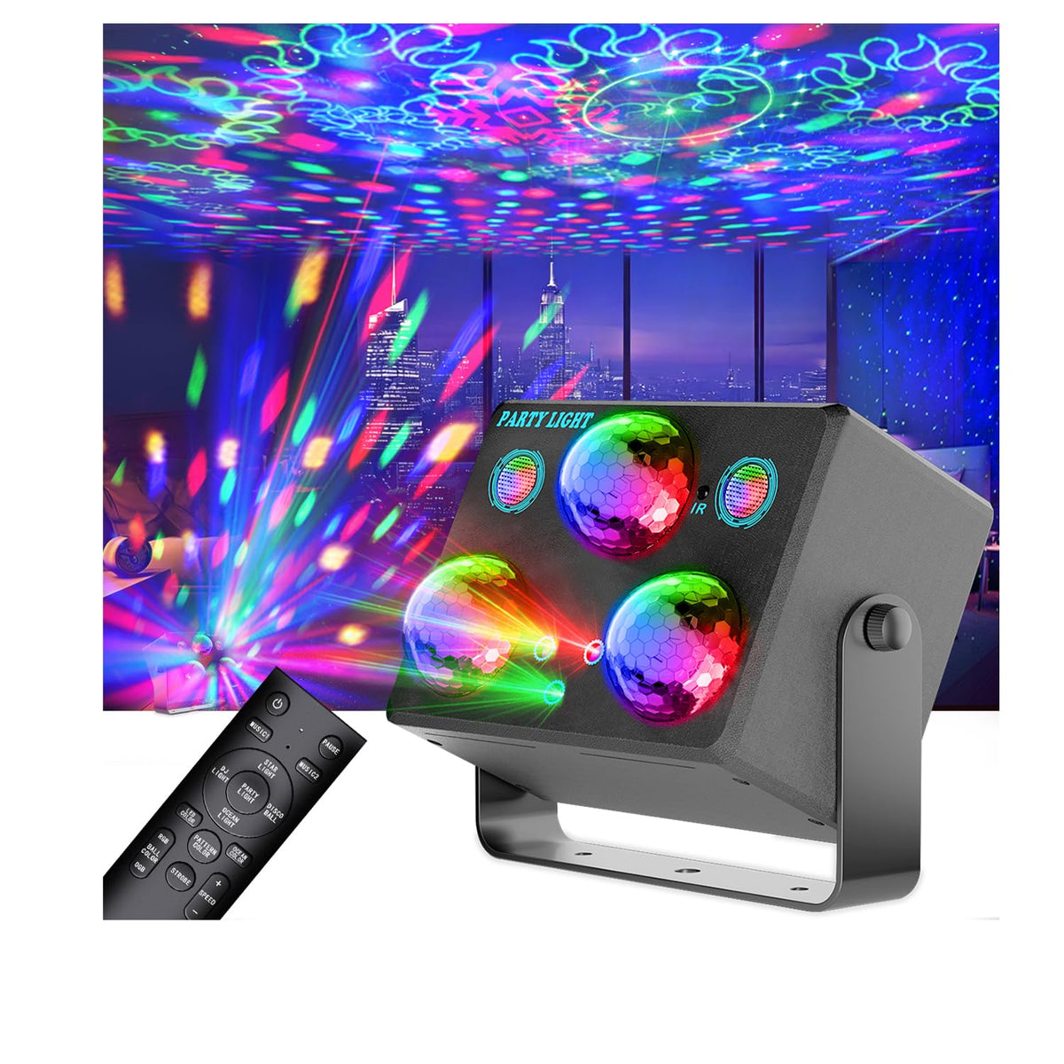Disco Ball Light,Party Disco Strobe Ocean Star Projector Dj Dance Light Sound Activated with Remote Control Stage Rave for Parties Bar Birthday Wedding KTV Christmas Halloween Dancing Décor