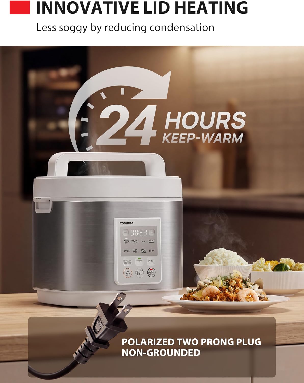 TOSHIBA Rice Cooker Heritage Bento Box, Digital Control, 5.5-Cup Uncooked Rice Capacity, 9 Functions with 3D Heating and 24-Hour Auto Keep Warm