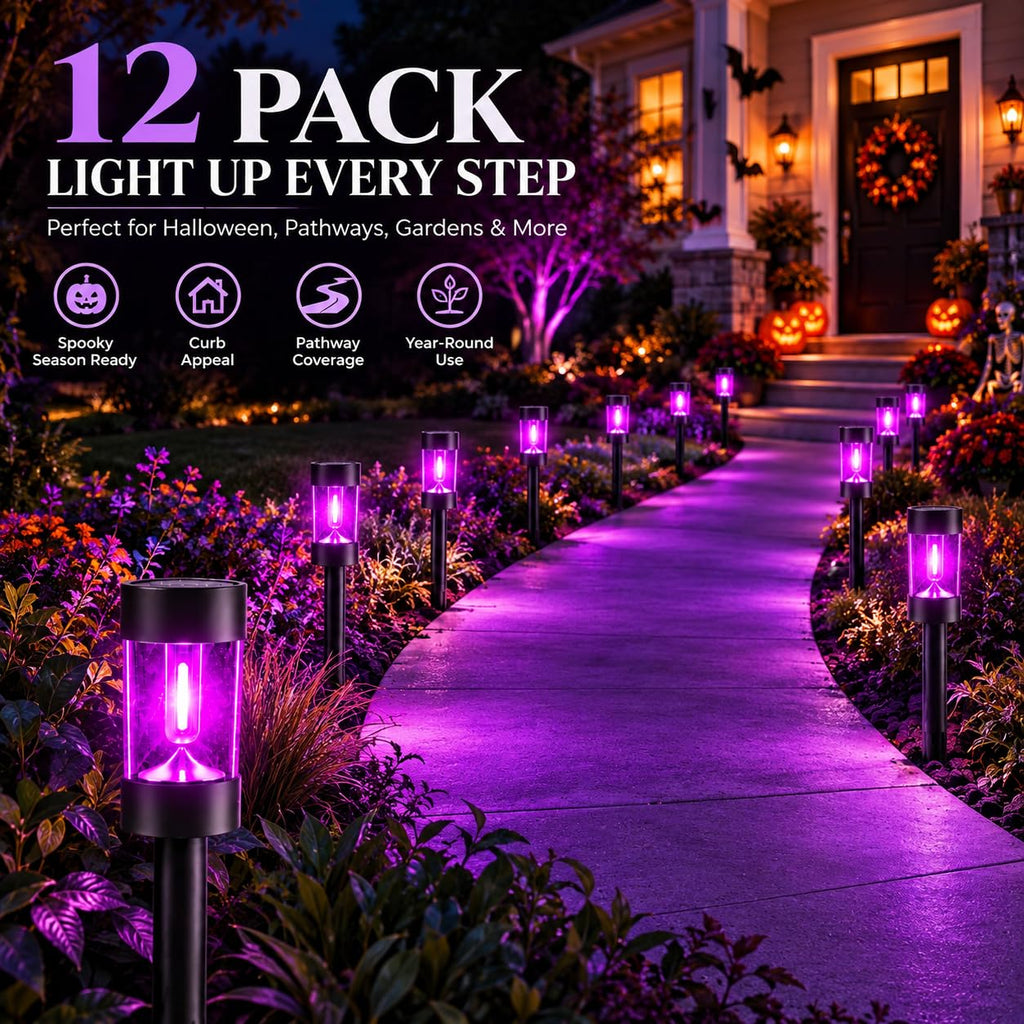 Eyrosa Christmas Solar Pathway Lights, 12 Pack Candy Cane Outdoor Lights