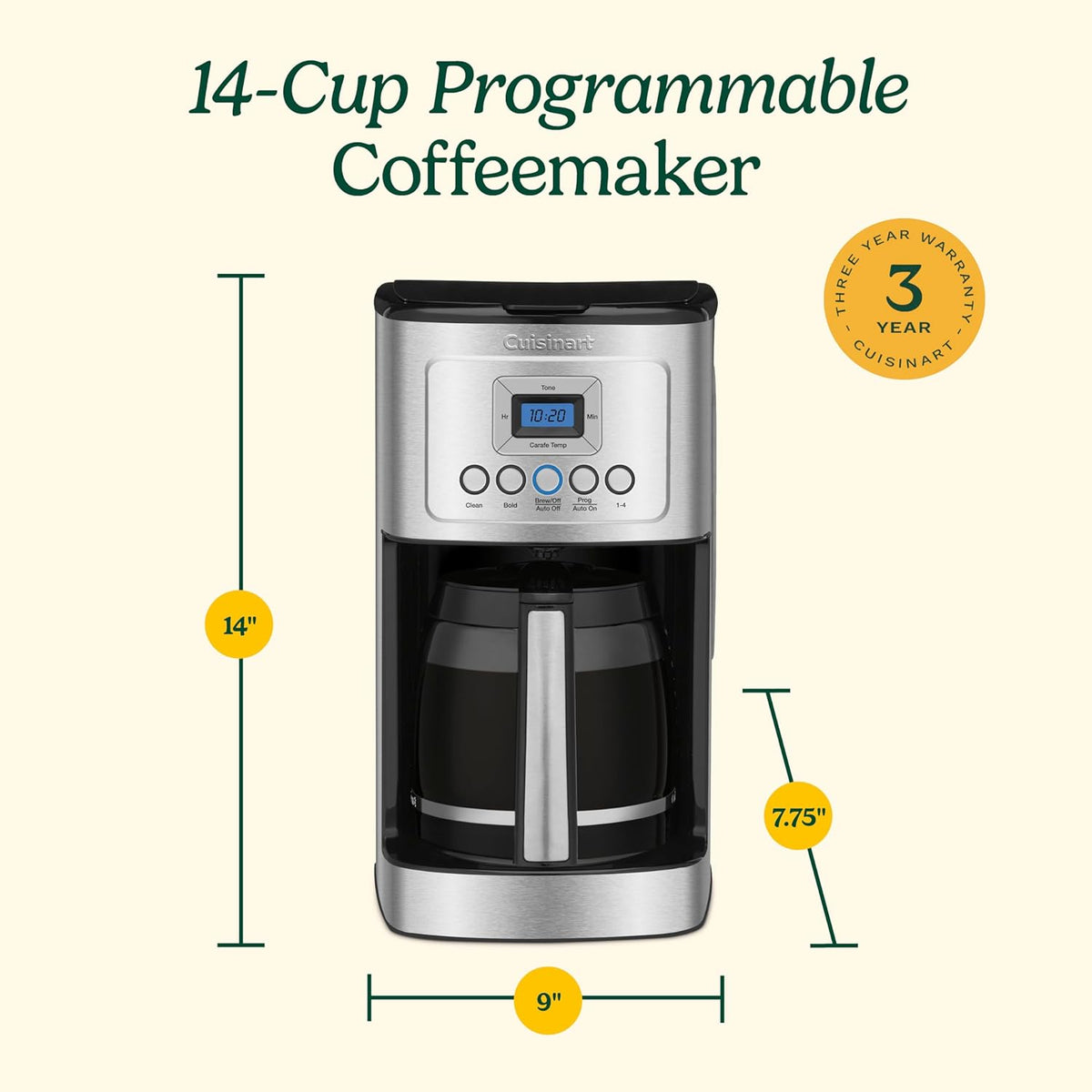 Cuisinart Coffee Maker, Programmable, 14-Cup Glass Carafe, DCC-3200