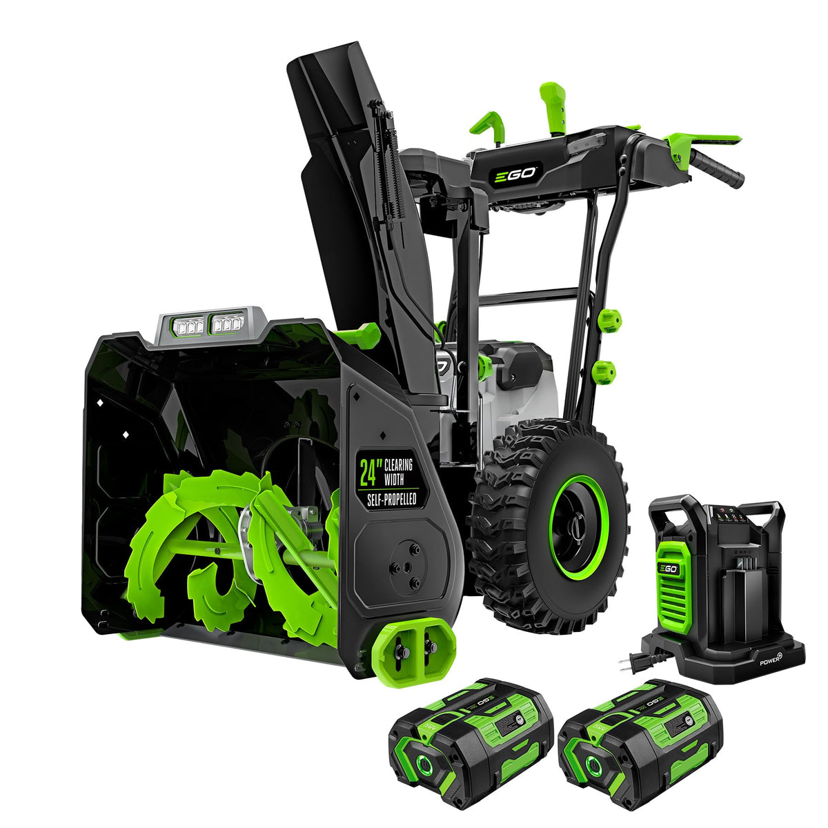 EGO Power+ 21" Electric Snow Blower, Gray/Black, Cordless Steel Auger, Includes (2) 56V 5.0Ah Batteries and Dual Port Charger, SNT2112
