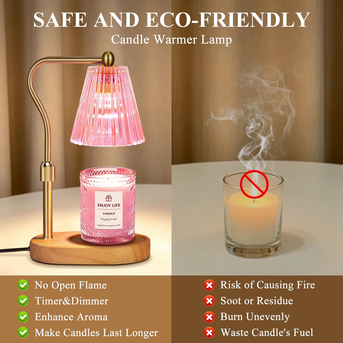 seenlast Candle Warmer Lamp with Timer Dimmer Adjustable Height for New Home Bedroom,Mothers Day Gifts,Vintage Home Decor for Scented Jar
