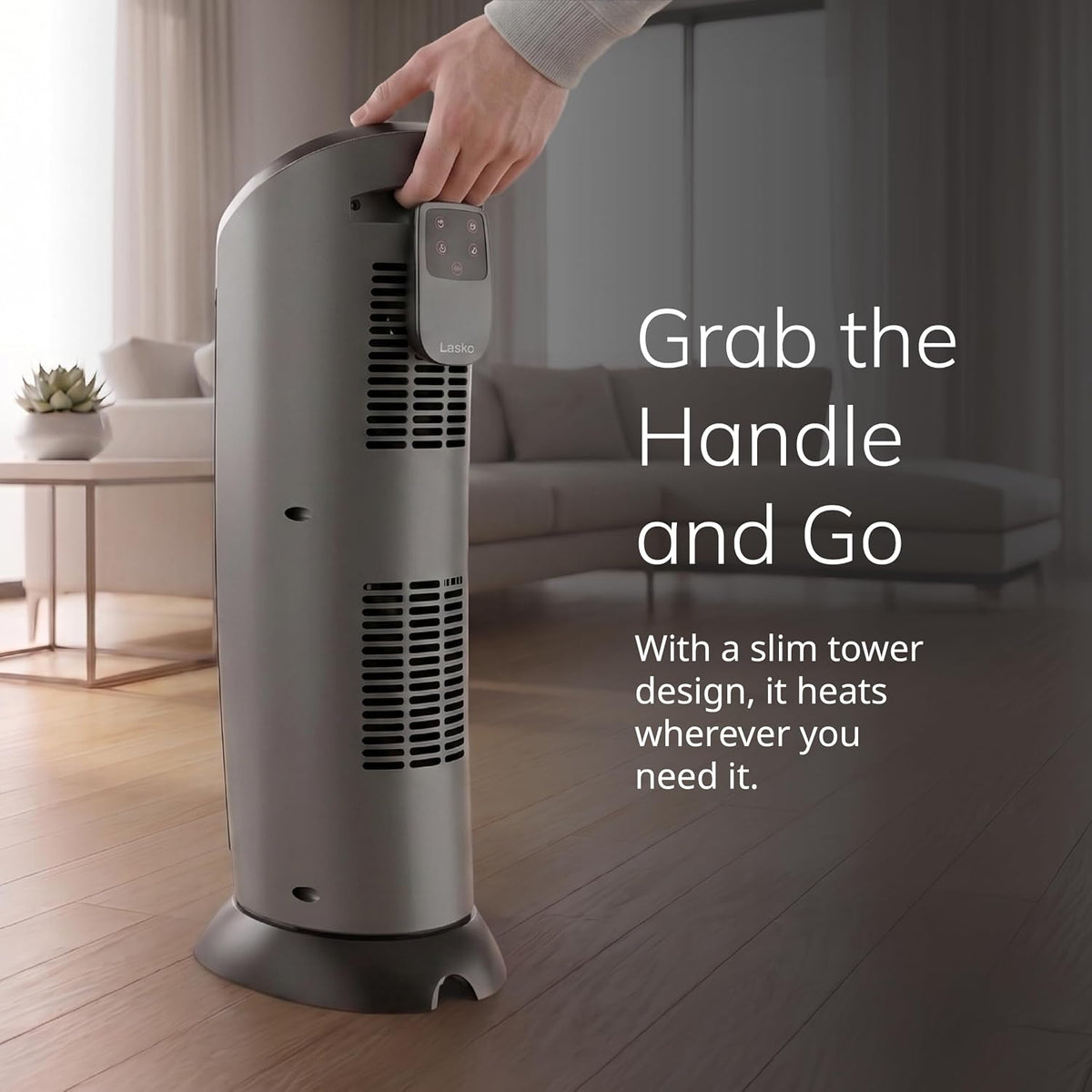 Lasko 23" Ceramic Tower Space Heater with Remote Control - Silver - 751320