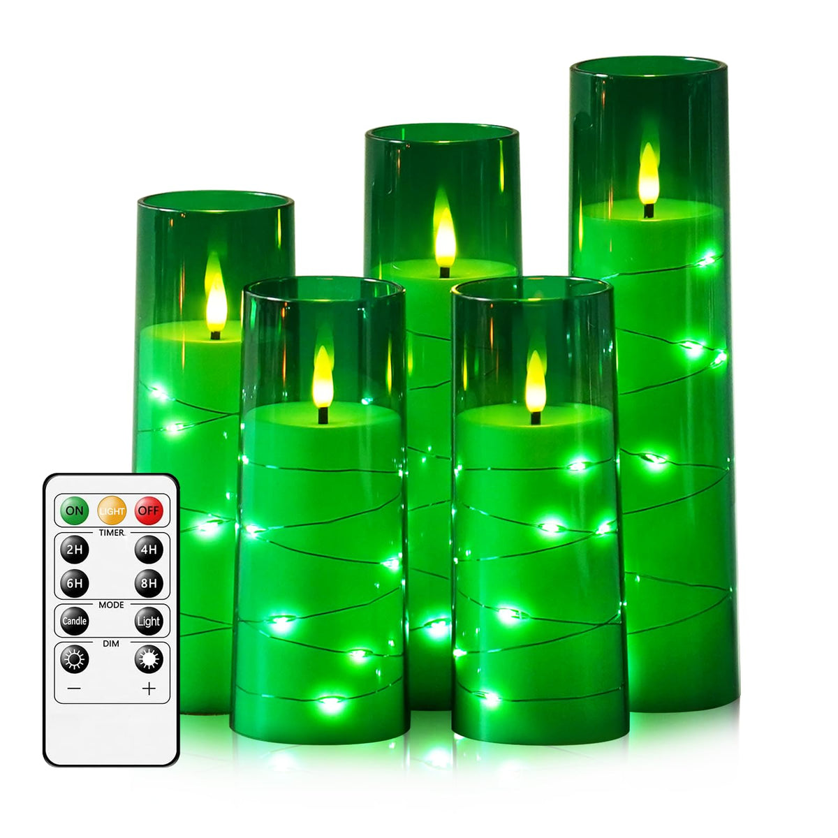 kakoya Flameless LED Candles with Timer 5 Pc Flickering Flameless Candles for Romantic Ambiance and Home Decoration Stable Acrylic Shell,with Embedded Star String，Battery Operated Candles（Grey）