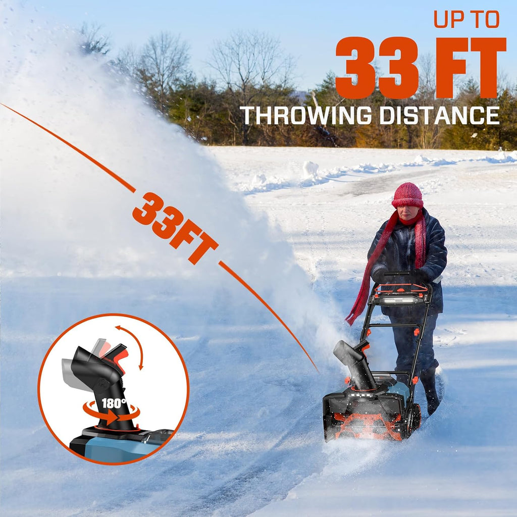 SENIX 40V 21-Inch Cordless Snow Blower with Variable-Speed Steel Auger