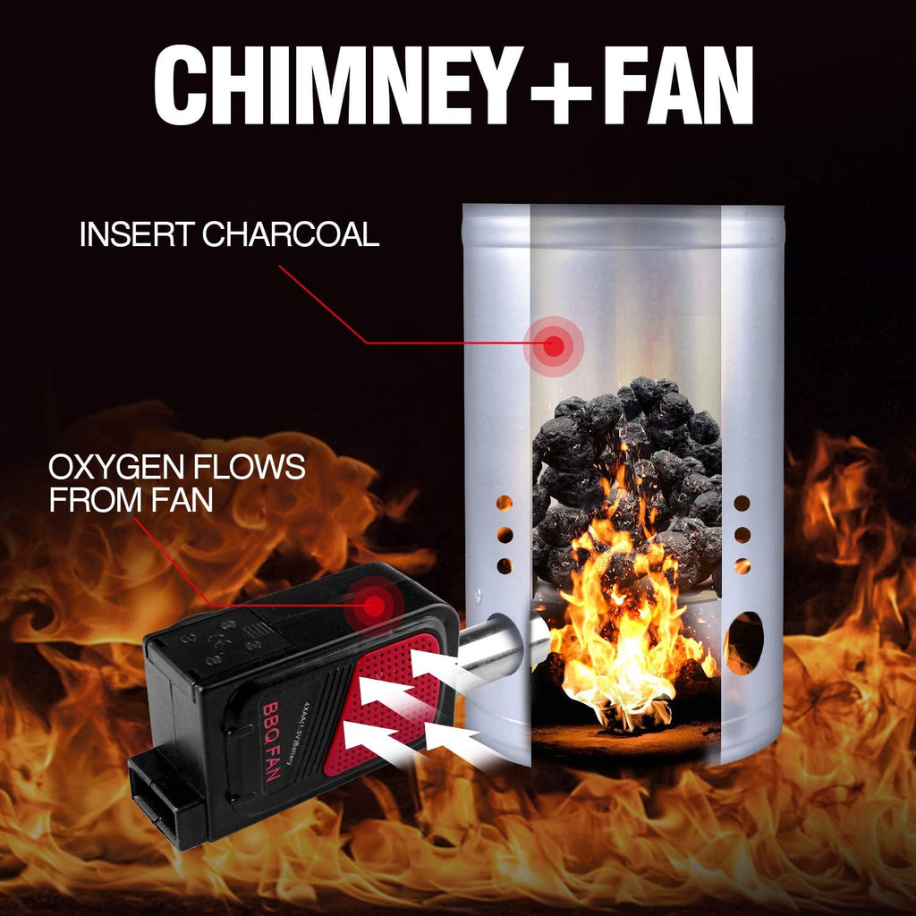 homenote Charcoal Chimney Starter Kit with Blower and Fire Cubes(11.5x7)