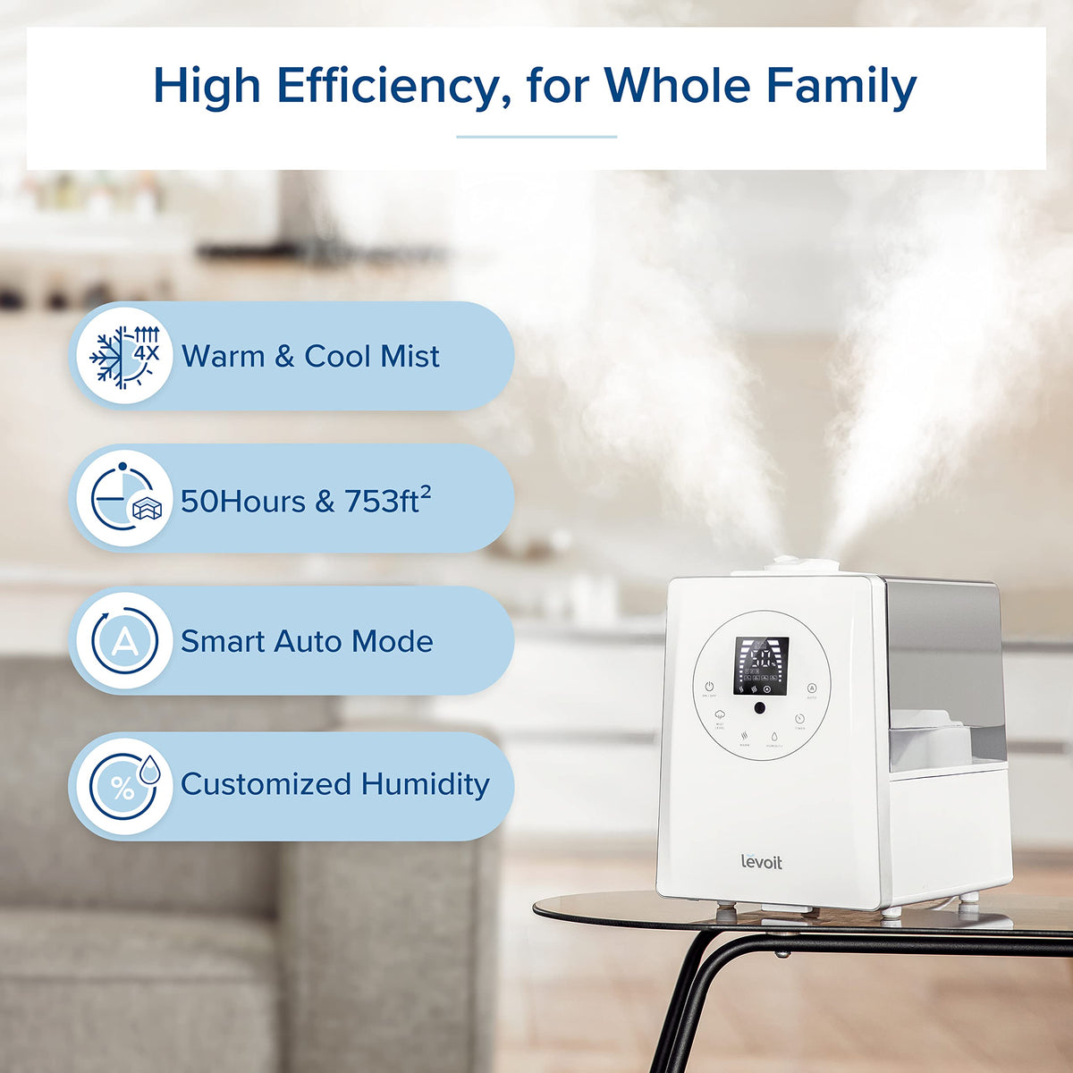 Levoit OasisMist 1000S (10L) Smart Humidifier for Home Large Room Bedroom