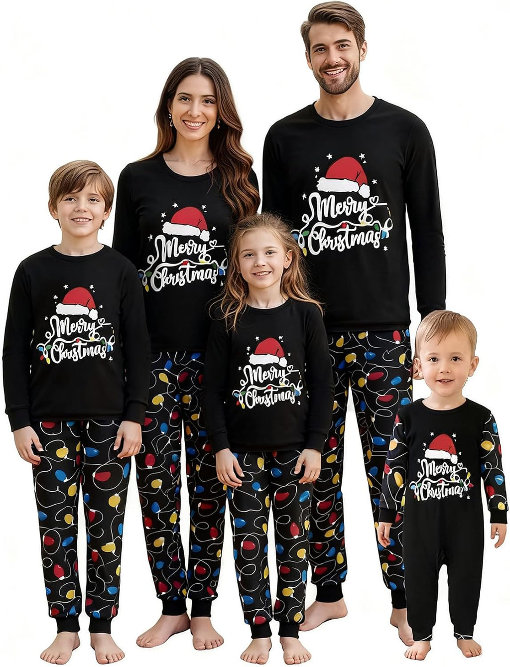 OAKFashion Christmas Family Pajamas Holiday Christma Pajama Family Matching Pjs Set Sleepwear Xmas Jammies