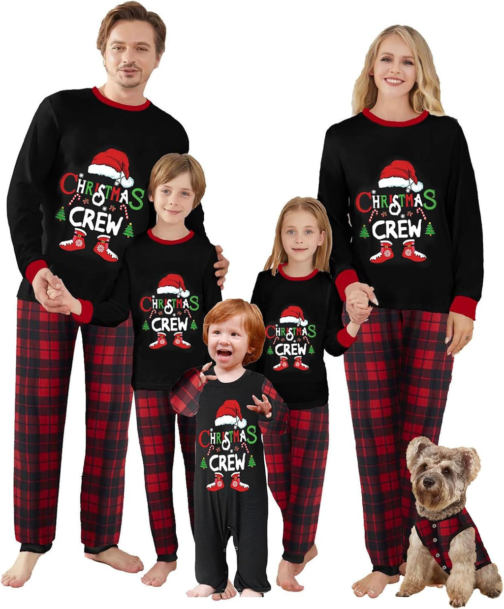 OAKFashion Christmas Family Pajamas Holiday Christma Pajama Family Matching Pjs Set Sleepwear Xmas Jammies