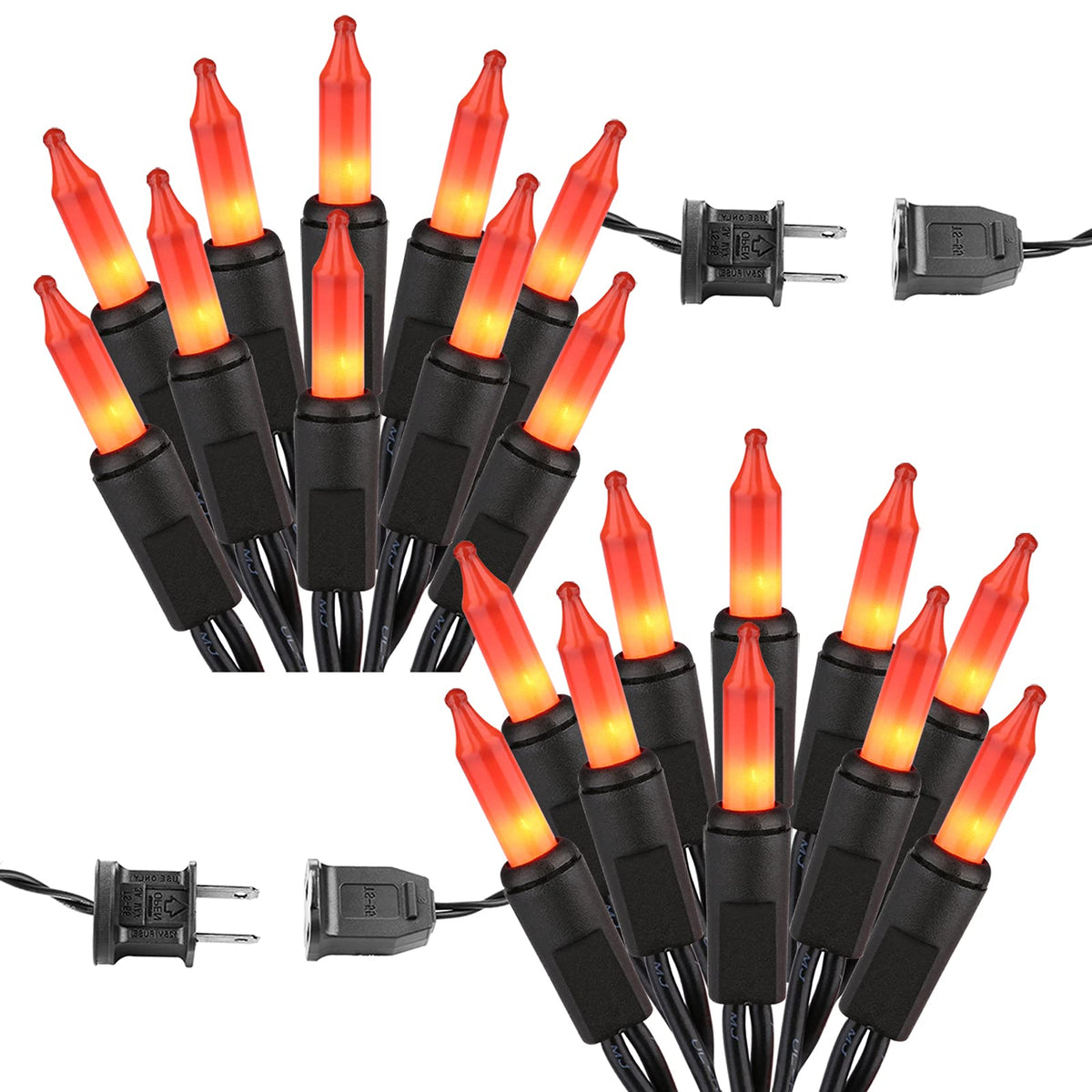 Brizled Orange Halloween Lights, 21.3ft 100-ct Incandescent Halloween String Lights Connectable, UL Certified Orange Light String, Black Wire Mini Light Set for Fall Season Holiday Thanksgiving Tree